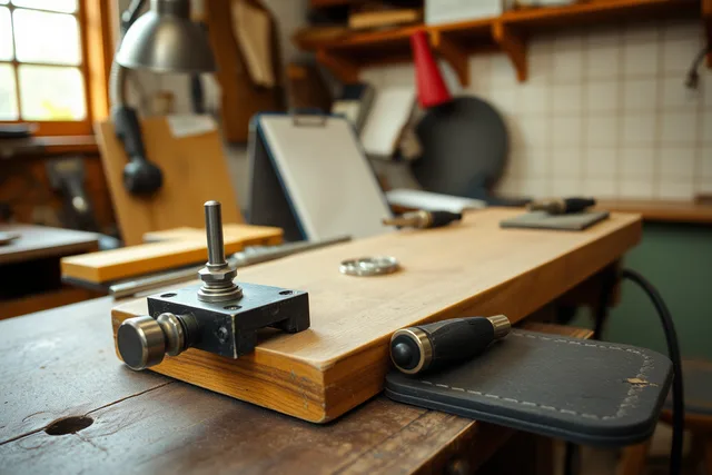 Silversmithing bench with jeweler's saw, files, pliers, and soldering torch. First silversmithing bench, tool, and safety checklist
