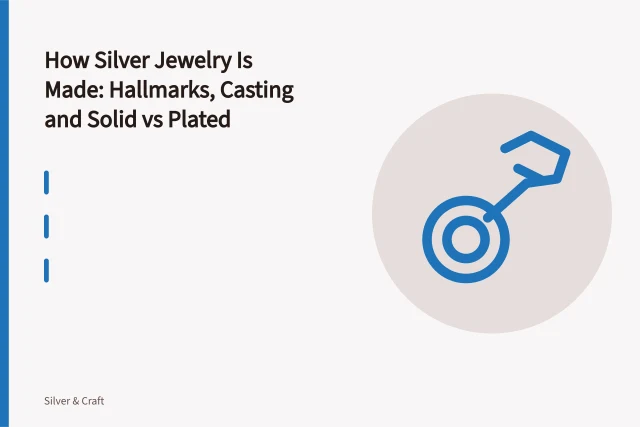 Silver chain measured against a tape with drop earring and open clasps. How Silver Jewelry Is Made: Hallmarks, Casting and Solid vs Plated