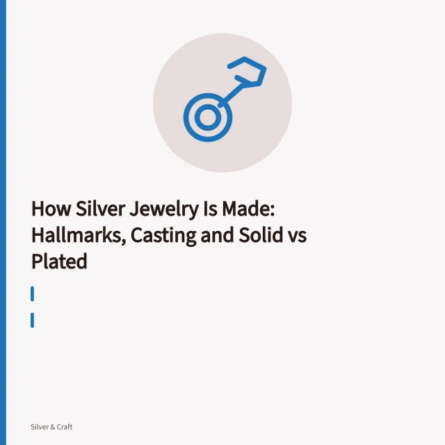 Silver chain measured against a tape with drop earring and open clasps. How Silver Jewelry Is Made: Hallmarks, Casting and Solid vs Plated