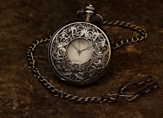 pocket watch, watch, timepiece, clock, accessory, classic, vintage, retro, chain, time, hours, minutes, silver, watch, watch, watch, watch, watch, clock, clock, vintage, vintage, time, time, time. Record evidence to identify unknown silver colored metal