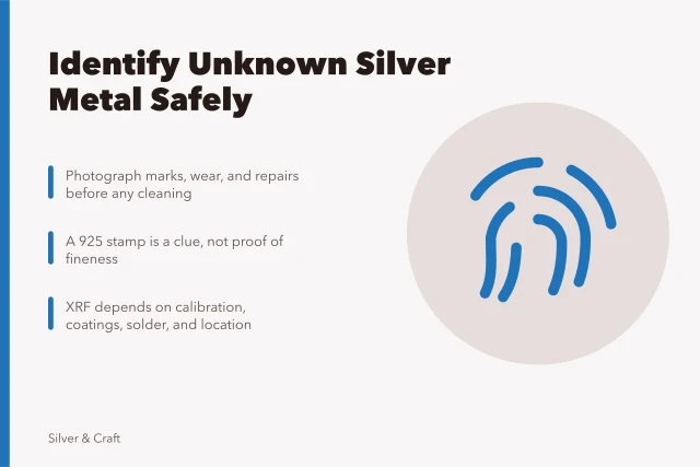 Guide to identifying and documenting unknown silver-colored metal objects. How to identify and document an unknown silver-colored metal