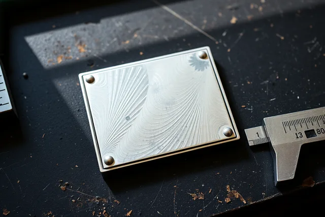 Sterling-silver panel case with misaligned stamped border on a stamping block. Repairing a misaligned stamped border on a silver panel case