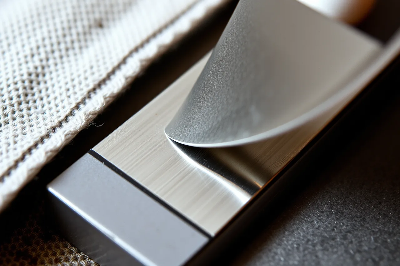 Polished steel burnisher compressing and brightening a silver surface (Silver finishes compared: abrasive, burnished, satin, oxidized and plated)