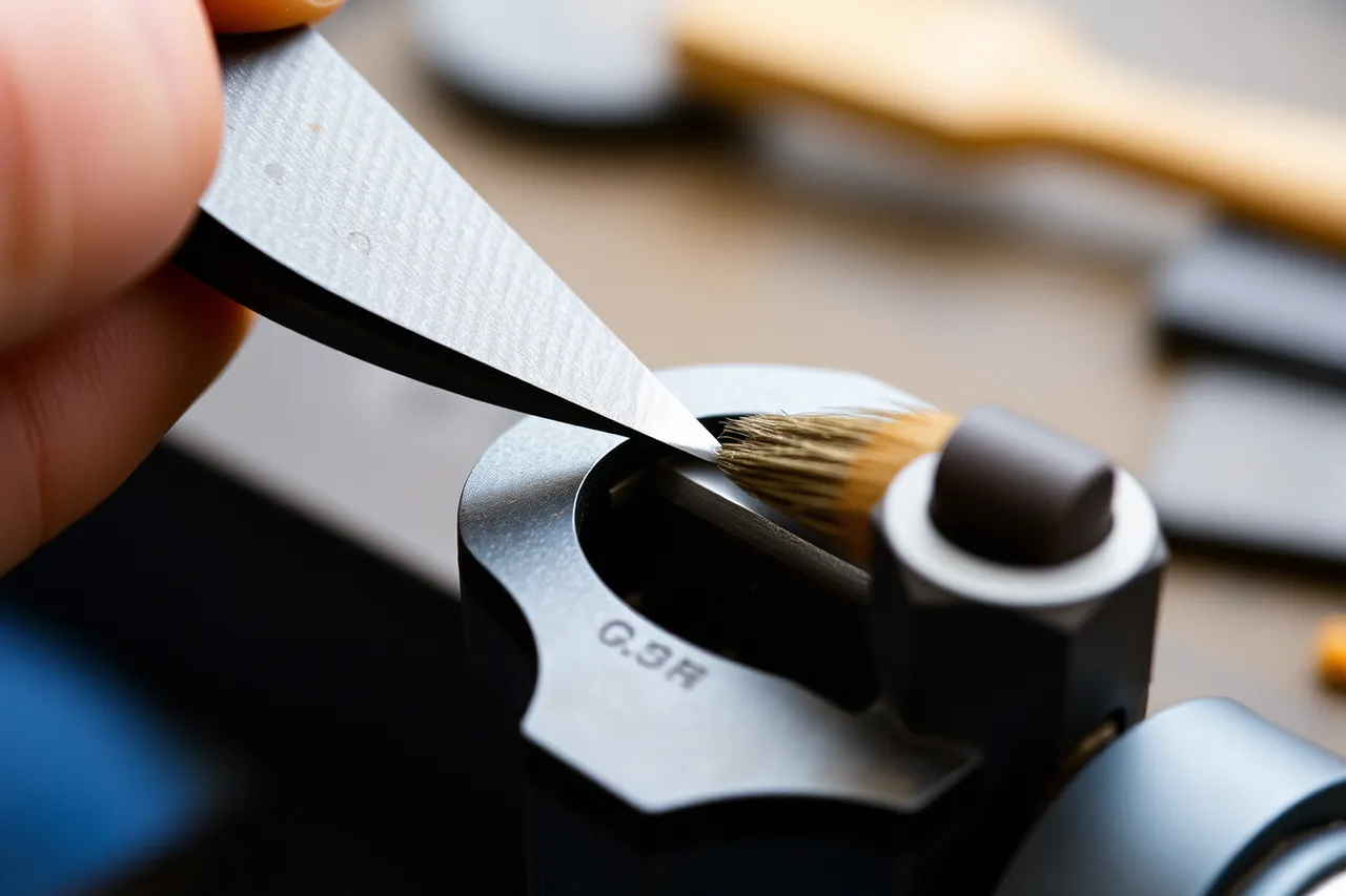 Jeweler filing a cut edge with a file and clearing chips safely (Jeweler's saw checklist: frame, blade, bench pin, layout and cut quality)