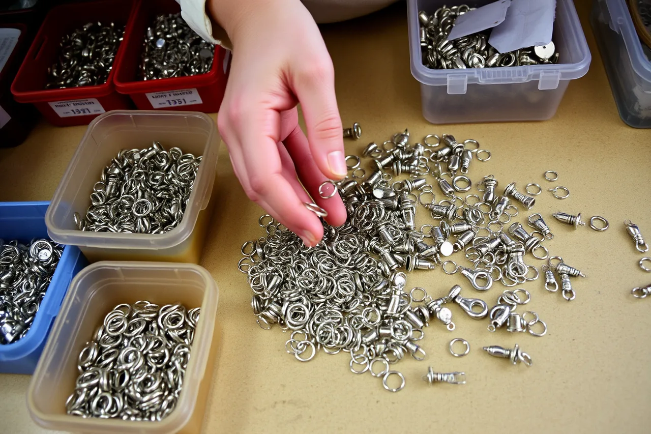 Bins of silver jump rings, ear wires, clasps and bezel cups (Sourcing sterling silver and tools in the US from Rio Grande and regional refiners)